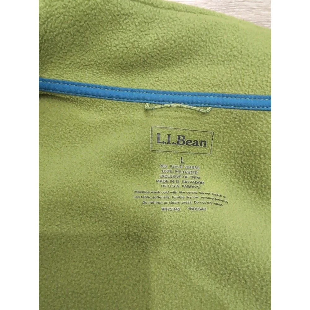 LL BEAN FLEECE JACKET WOMEN'S SIZE L FULL ZIP APPLE GREEN